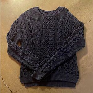 MERSEQ Navy Cable Knit Sweater
